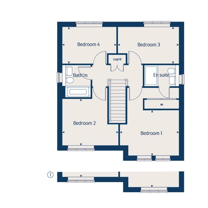 First floor floorplan of The Aspen at Whiteley Meadows